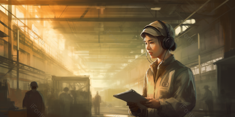 年轻女人工厂辛劳工作手绘背景图,插画/手绘图,插画/手绘图库,插画/手绘图下载,插画/手绘